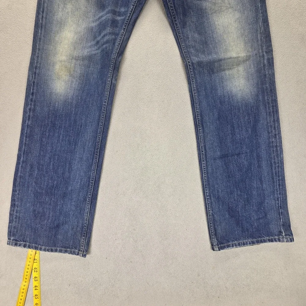 Diesel Jeans Mens 32x30 Blue Larkee Regular Straight Button Fly Distressed 008XR